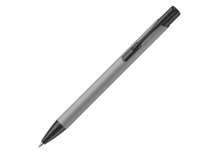 Stylo bille publicitaire dans tube métal Gris et Noir